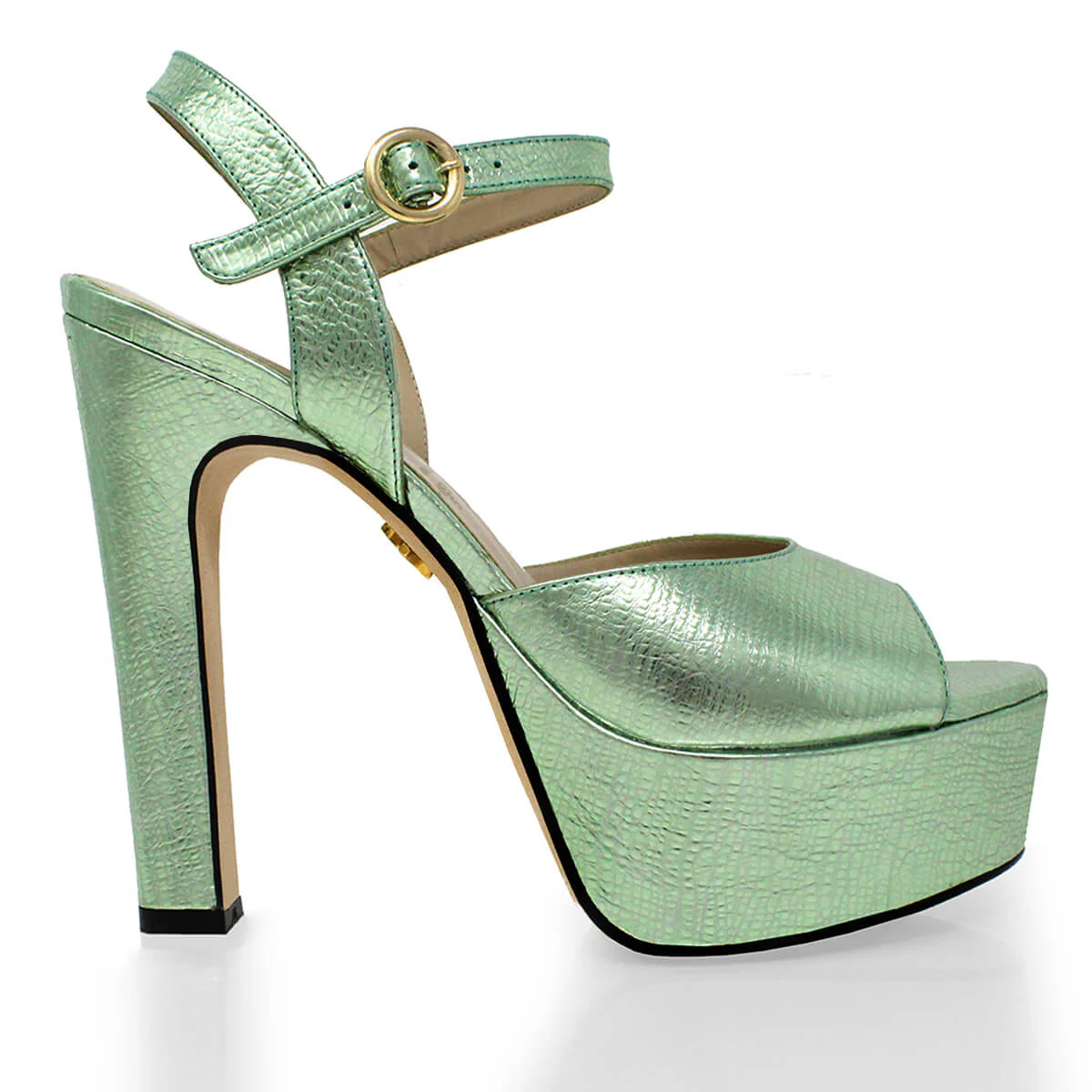 SABRINA 135 - Menta Regina Romero Zapato Sandalia Plataforma Tacon Alto Para Dama en Piel