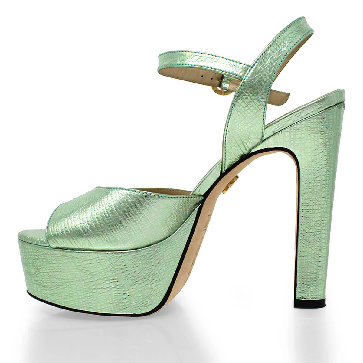 SABRINA 135 - Menta Regina Romero Zapato Sandalia Plataforma Tacon Alto Para Dama en Piel - Imagen 4