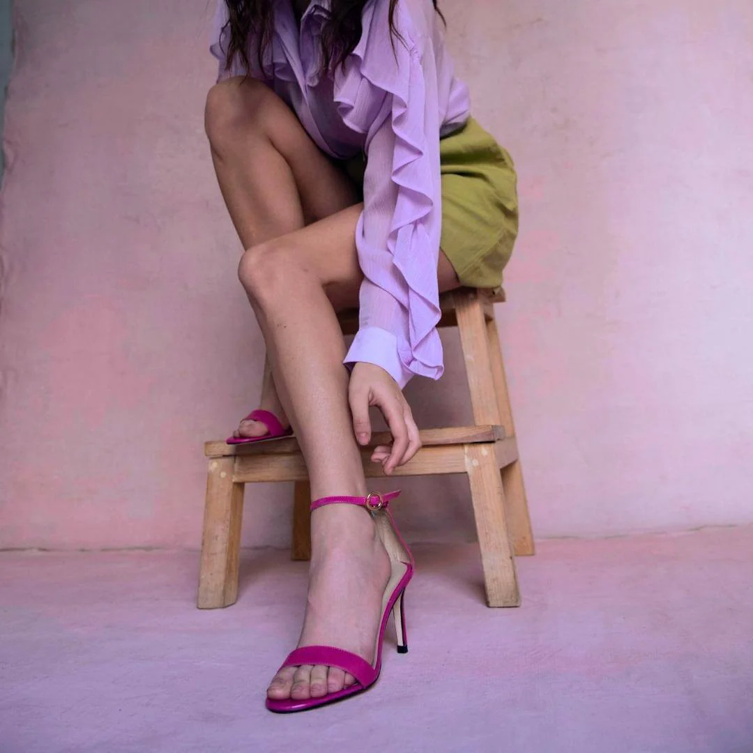 CLAUDINE 85 - Fucsia Regina Romero Zapato Sandalia Zapatilla Tacon Alto Para Dama en Piel - Imagen 4